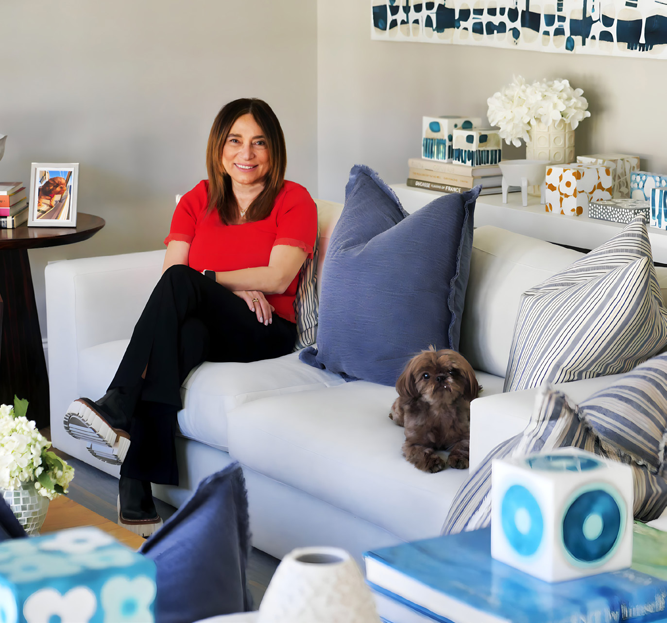 Sofie Swann at home with Eevee